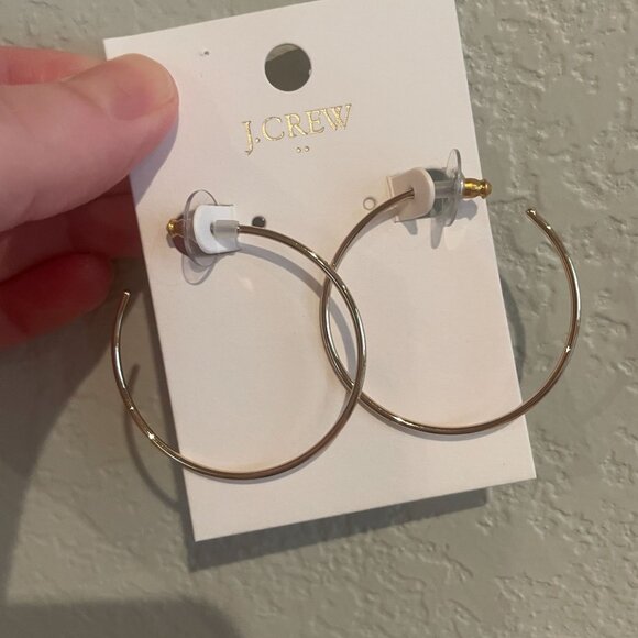 J.Crew Factory Gold Simple Hoop Earrings Thin Lightweight Classic Minimal BB988 - Picture 2 of 5